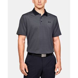 UNDER ARMOUR Men's Loose Gray RELEASE Stripe Knit Jersey Polo Top Shirt L